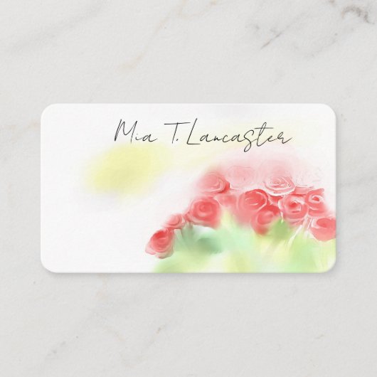 Roses, rose,watercolor purple floral business card 名刺 (正面)