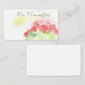 Roses, rose,watercolor purple floral business card 名刺 (正面/裏面)