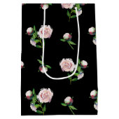 Roses Roses on Black ミディアムペーパーバッグ (裏面)