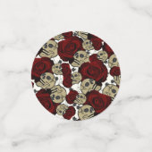 Roses rouges et crânes Fleur floral gothique blanc コンフェッティ (スモール正面)