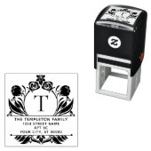 Roses & Tulips Border Frame Name Initial Address セルフインキングスタンプ (インサイチュ)