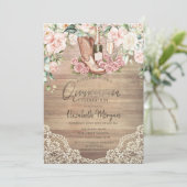 Roses Wine Boots Lace Quinceanera 招待状 (スタンド正面)