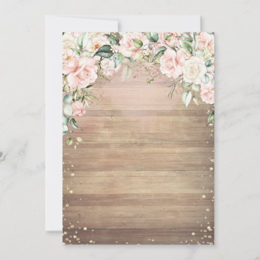 Roses Wine Boots Lace Quinceanera 招待状 (裏面)