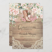 Roses Wine Boots Lace Quinceanera 招待状 (正面/裏面)