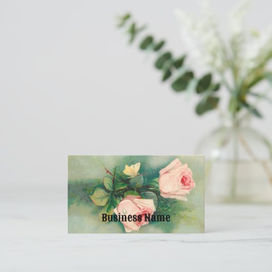 Roses With Butterfly Business Card 名刺 (スタンド正面)