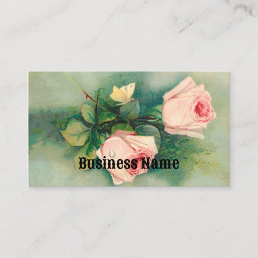 Roses With Butterfly Business Card 名刺 (正面)