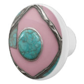 Rosestone Turquoise Core and Sculpted Silver セラミックノブ (右)