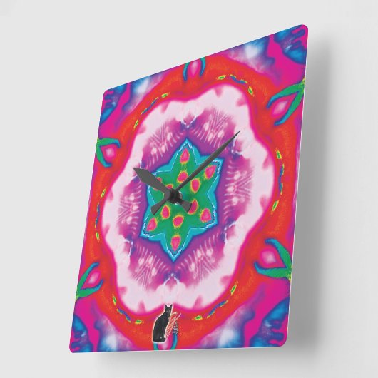 Rosette Kaleidoscope スクエア壁時計 (傾斜)