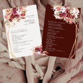 Rosewood & Gold Floral Wedding Program Fan ハンドファン