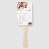 Rosewood & Gold Floral Wedding Program Fan ハンドファン (正面)