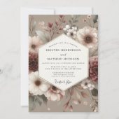 Rosewood Muted Bloom Wedding 招待状 (正面)