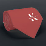 Rosewood Pink Elegant Monogram   Name |Two-Sided ネクタイ<br><div class="desc">An elegant necktie featuring a bold white monogram across a Rosewood Pink background.  On top of this monogram sits your first or last name spelled out in all capitals.  Over 40  unique colors are available in both one-sided and two-sided versions. You can browse them by clicking the collection link.</div>