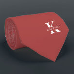 Rosewood Pink Elegant Monogram   Name |Two-Sided ネクタイ<br><div class="desc">An elegant necktie featuring a bold white monogram across a Rosewood Pink background.  On top of this monogram sits your first or last name spelled out in all capitals.  Over 40  unique colors are available in both one-sided and two-sided versions. You can browse them by clicking the collection link.</div>