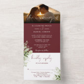 Rosewood Pink Floral Greenery Wedding Photo オールインワン招待状 (内側)