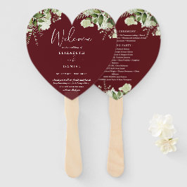 Rosewood Pink Greenery Wedding Program Heart ハンドファン