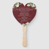 Rosewood Pink Greenery Wedding Program Heart ハンドファン (裏面)