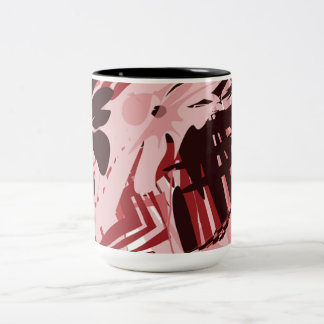 Rosewood Rhythm — Blush & Burgundy Abstract Mug ツートーンマグカップ