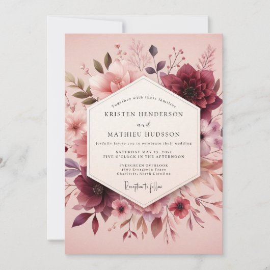Rosewood Romantic Bloom Wedding 招待状 (正面)