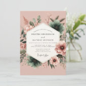 Rosewood Teal Painterly Wedding 招待状 (スタンド正面)