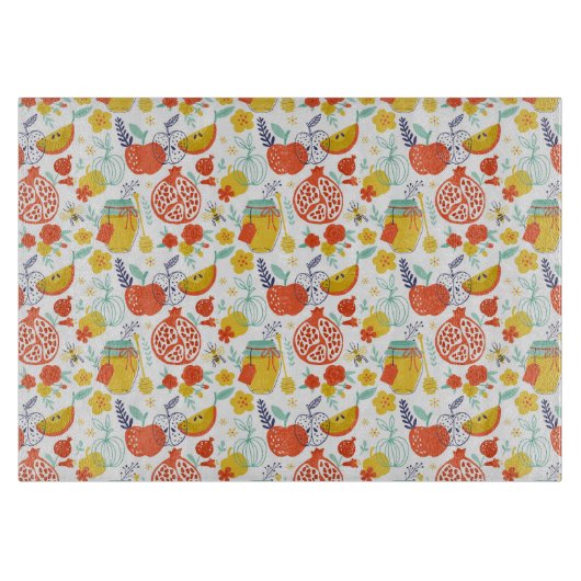 Rosh Hashanaガラス切り板 – 台所用品 カッティングボード (正面)