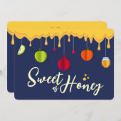 Rosh Hashana Sweet as Honey Script Jewish New Year シーズンカード (正面/裏面)