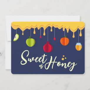 Rosh Hashana Sweet as Honey Script Jewish New Year シーズンカード