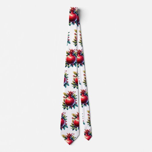 Rosh Hashana Water Color Red Pomegranate ネクタイ (正面)