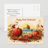 ✡️ Rosh HashanahとDome of Rock & apple ポストカード (正面/裏面)