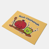 Rosh Hashanahのりんごのザクロの蜂蜜のユダヤ人の新しい ドアマット (アングル)