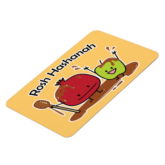 Rosh Hashanahのりんごのザクロの蜂蜜のユダヤ人の新しい マグネット (左側)