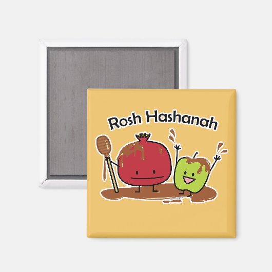 Rosh Hashanahのりんごのザクロの蜂蜜のユダヤ人の新しい マグネット (正面/裏面)