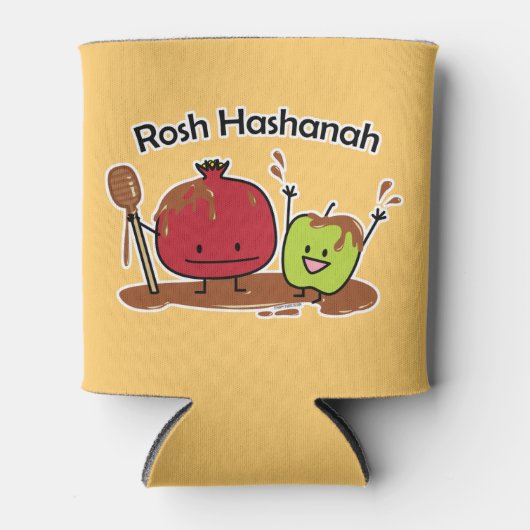 Rosh Hashanahのりんごのザクロの蜂蜜のユダヤ人の新しい 缶クーラー (正面)