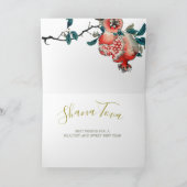 Rosh Hashanahの家族写真の菓子のザクロ カード (内部)