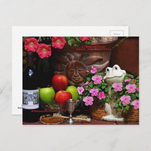 Rosh Hashanahはギフトを梳きます シーズンポストカード (正面/裏面)