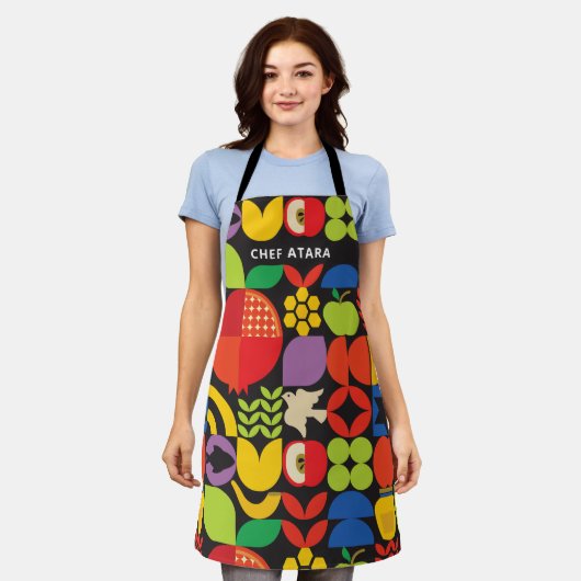 Rosh Hashanah幾何パーソナライズされたアイコンのエプロン エプロン (着用した状態)