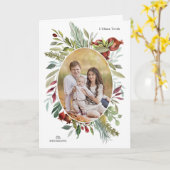 ROSH HASHANAH水色葉写真挨拶 カード (黄色い花)