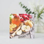 Rosh Hashanah素朴水色のリンゴと蜂蜜 カード (スタンド正面)