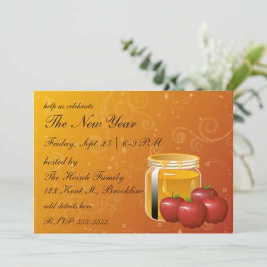 Rosh Hashanah HoneyとApple Swirl 招待状 (スタンド正面)