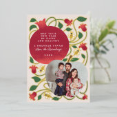 Rosh Hashanah Jewand年末年始の葉写真 箔シーズンカード (立ち正面)