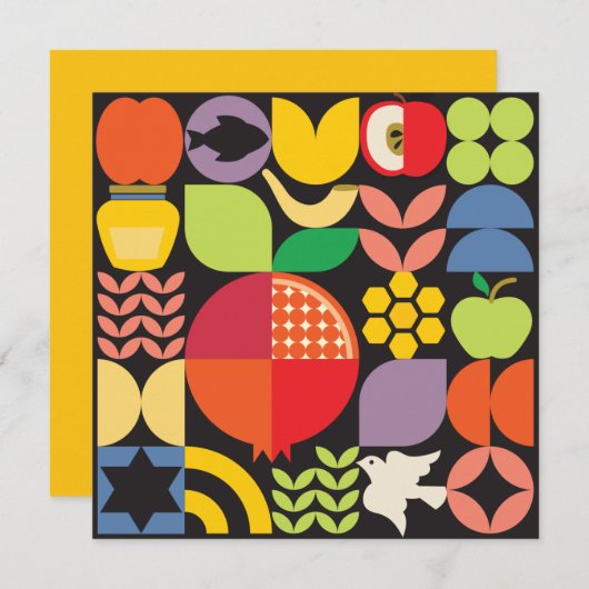 Rosh Hashanah Jewish New Year Pomegranate Honey Ca カード (正面/裏面)