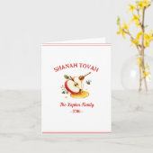 Rosh Hashanah Shanah Tovah Apple Honey Family カード (黄色い花)