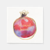 Rosh Hashanah "Shanah Tovah" w. Pomegranate White スタンダードカクテルナプキン (正面)