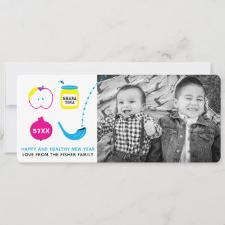 Rosh Hashanah Shofar Apple Pomegranateフォトカード シーズンカード