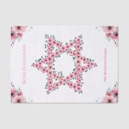 Rosh Hashanah Star of David Pink Flower White 薄葉紙