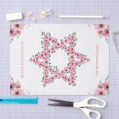 Rosh Hashanah Star of David Pink Flower White 薄葉紙 (クラフト)