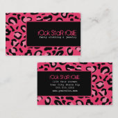 Rosieのショッキングピンクの黒のパンクのヒョウの名刺 名刺 (正面/裏面)