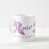 Rosieの一流の意味落書きは開花し、ハートは襲います コーヒーマグカップ (正面左)
