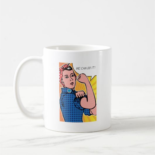 Rosieリベッター私達はそれをしてもいいです! ポップアートの点 コーヒーマグカップ (左)