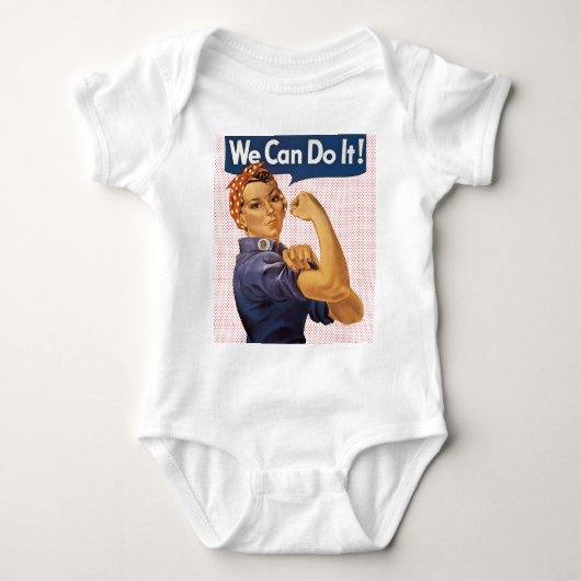 Rosieリベッター私達は赤い水玉模様それをしてもいいです ベビーボディスーツ (正面)