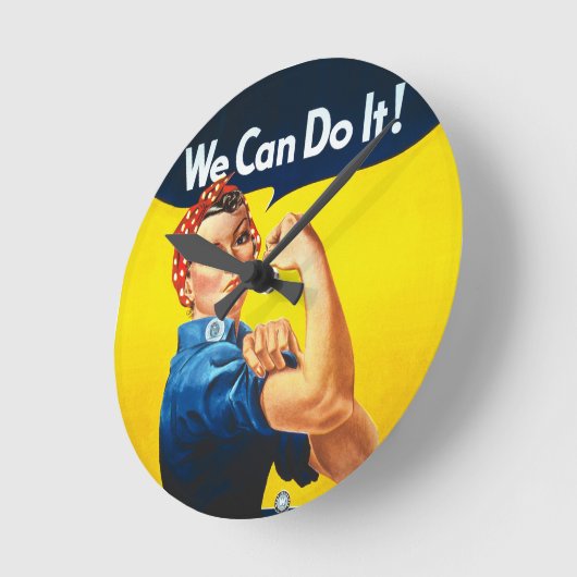 Rosieリベッター- "私達はそれをしてもいいです! " ラウンド壁時計 (傾斜)